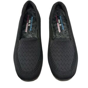 SKECHERS Women’s Size 8.5 Wide Fit Slip On Shoes Air Cooled Memory Foam Black